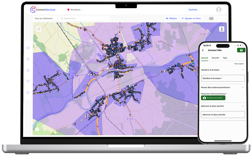 Ordinateur avec Connect Services et téléphone avec ConnnectField