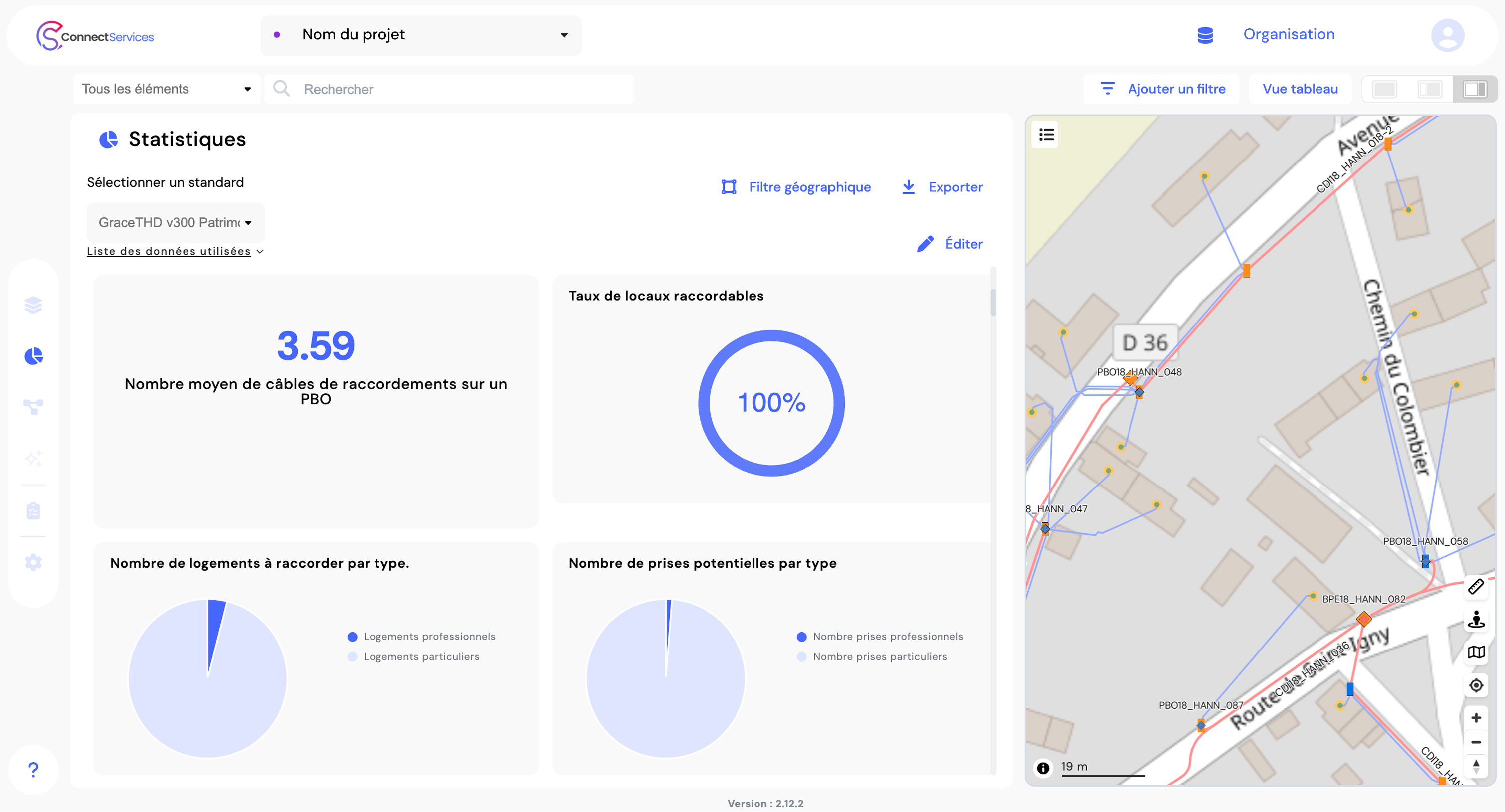 Capture d'écran de la fonctionnalité statistiques de ConnectServices